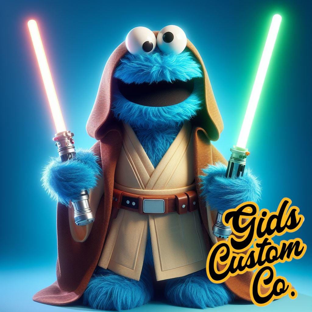 Cookie Monster Jedi Mugs, Perfect Gift Idea for Chrstmas Gift or just for someone who loves the Cookie Monster. Choose from 4 images.