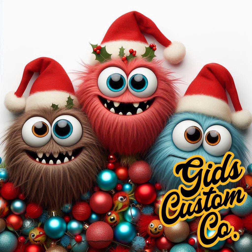 Fun Monster Christmas Cushion. Unique home decor this festive season with my fun images created by myself.