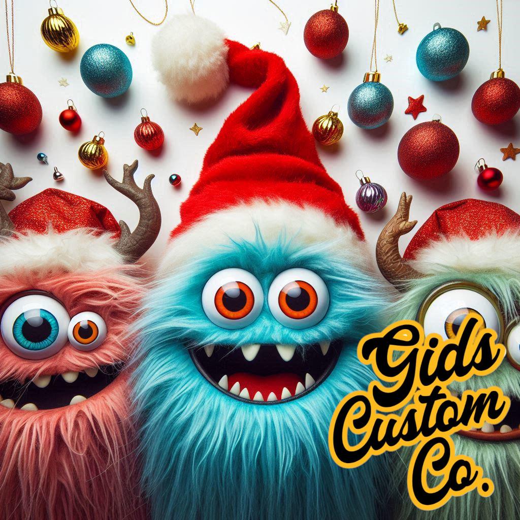 Fun Monster Christmas Cushion. Unique home decor this festive season with my fun images created by myself.