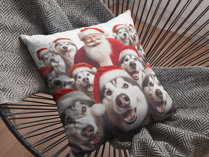 Fun Christmas Husky Cushion. Unique home decor this festive season with my fun images created by myself.