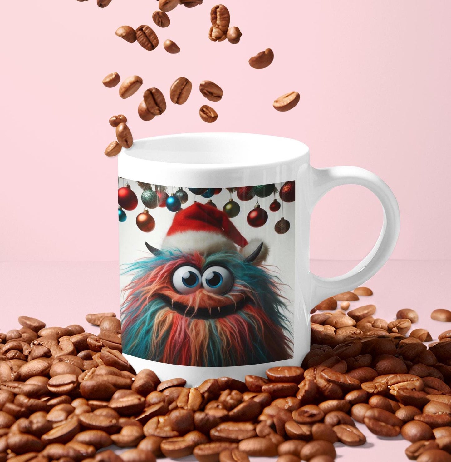 Fun Hairy Monster Christmas Mug. Unique designs created by myself. Choose from 5 images.