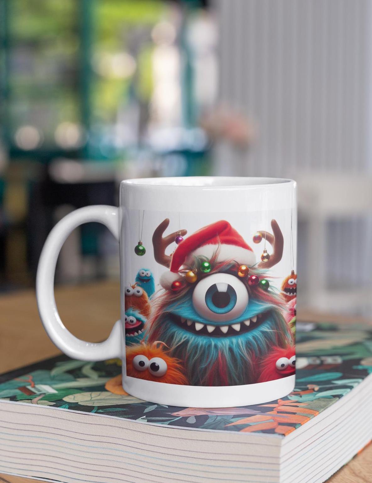 Fun Hairy Monster Christmas Mug. Unique designs created by myself. Choose from 5 images.