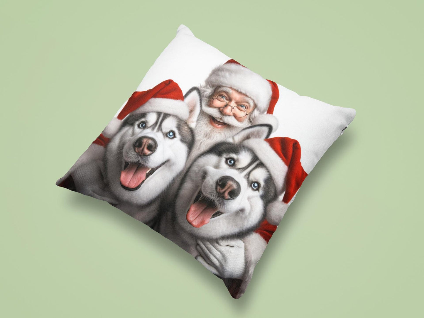 Fun Christmas Husky Cushion. Unique home decor this festive season with my fun images created by myself.