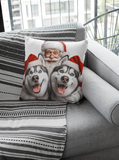 Fun Christmas Husky Cushion. Unique home decor this festive season with my fun images created by myself.