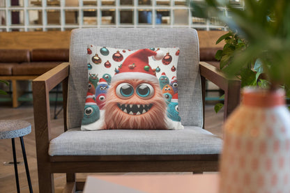 Fun Monster Christmas Cushion. Unique home decor this festive season with my fun images created by myself.