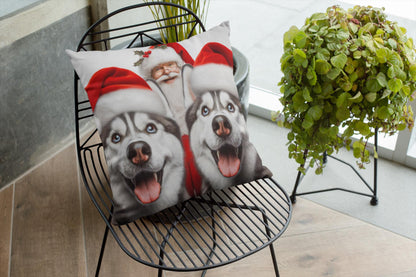 Fun Christmas Husky Cushion. Unique home decor this festive season with my fun images created by myself.