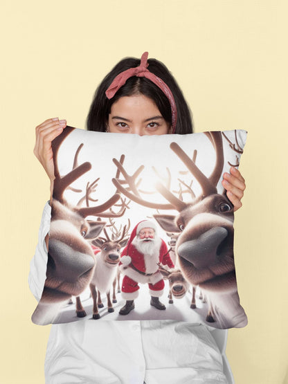 Fun Christmas Reindeer Cushion. Unique home decor this festive season with my fun images created by myself.