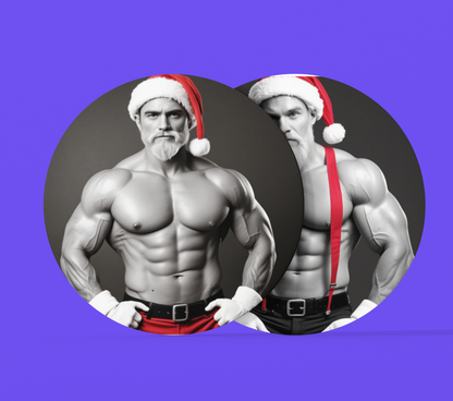 Hunky Santa Coasters For The Ladies. Fun Christmas Coasters Version 2