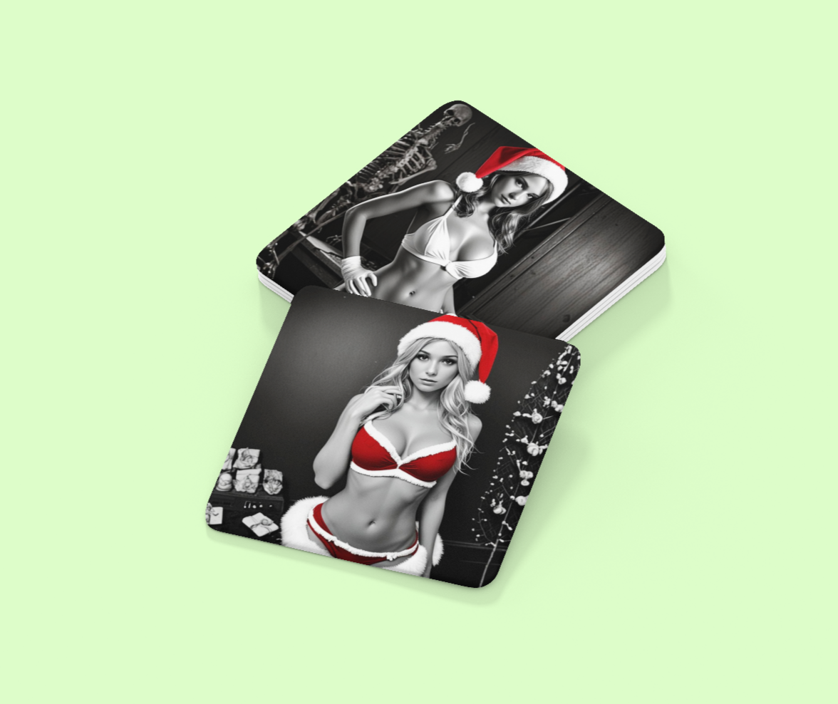 Sexy Mrs Santa Coasters For The Gents. Fun Christmas Coasters Version 1