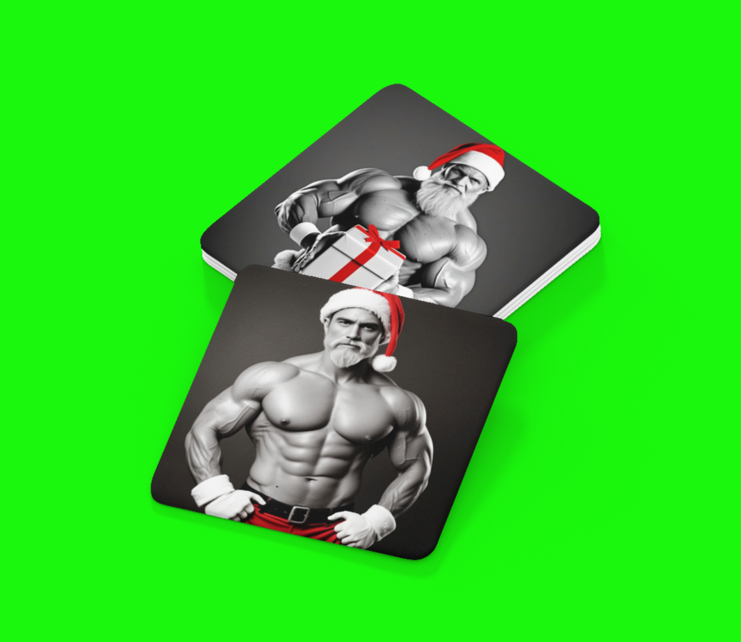 Hunky Santa Coasters For The Ladies. Fun Christmas Coasters Version 1